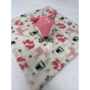 HB Hudson Baby Fox Deer Owl Lovey Security Blanket Pink White Gray Moose Flower
